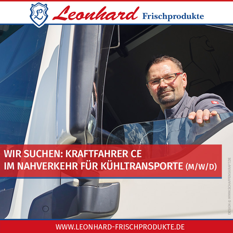 Wir suchen: KRAFTFAHRER*in CE (m/w/d) im Nahverkehr für Kühltransporte